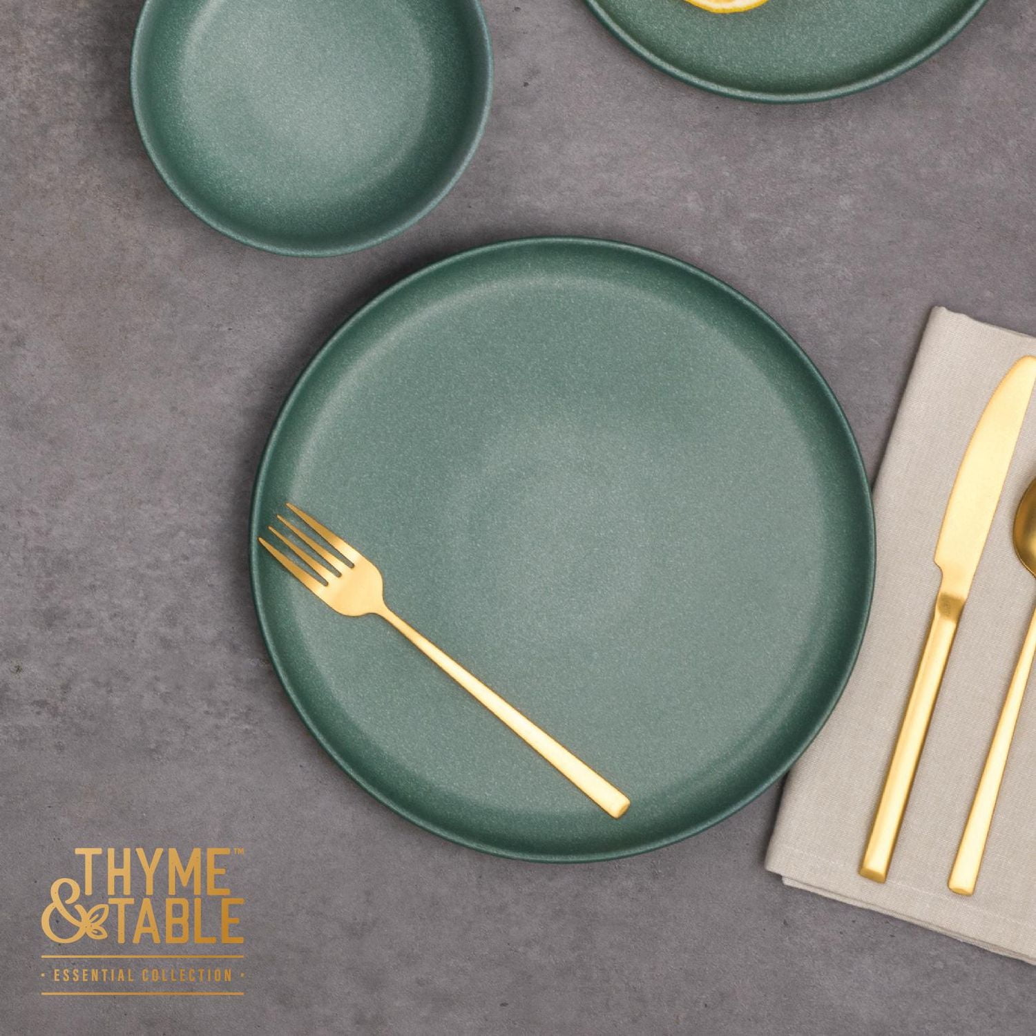 Thyme & Table Stoneware Round Dinner Plate, Casipan Green