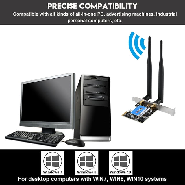 Tarjeta de red PCIE de 433 Mbps de banda dual 2,4 g 5 G para Bluetooth 4.0 para tarjeta de red Bluetooth para escritorio