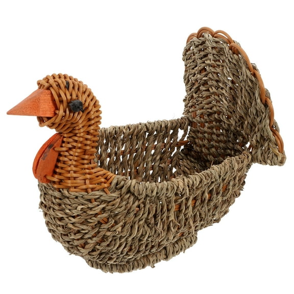 WASHWEPE Woven Storage Basket for Home Decor and Storing Items in Light Brown Colorful Straw Material 10x7 Inches