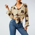 thumbnail image 2 of KOMOO Women Button Shirts Vintage Floral Print Long Sleeve Lapel Cardigan VNeck Loose Blouse, 2 of 10