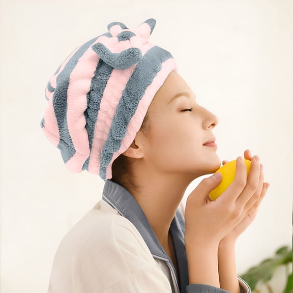 TELOLY Cotton Hair Towel Wrap for Women/Kids,Quick Dry,Soft&Absorbent Hair Wrap Towels with Double Button,Anti Frizz,Non Microfiber Hair Turbans for Curly,Long&Thick Hair