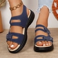 thumbnail image 3 of Dakaela Womens Orthopedic Walking Sandals Comfortable Plantar Fasciitis Arch Support Summer Beach Water Shoes with Hook and Loop Blue 7, 3 of 8