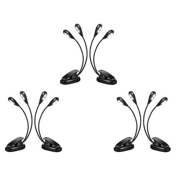 6Pcs Music Stand Light Clip on LED Book Lights Dual Arm Reading Lights for Books in Bed 360 Degree Adjustable Clip