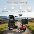 thumbnail image 4 of ScootNGo Trottinette de Mobilité Électrique Pliable à 4 Roues pour Aînés - Fauteuil Roulant de Voyage Portable, Capacité de 300 Lb, Paniers Doubles, Rouge, 4 of 11