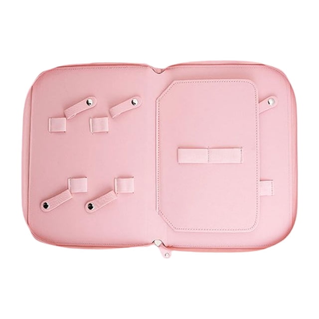 Estuche para herramientas de aseo de mascotas, caja de almacenamiento, bolsa para tijeras, organizador de viaje, artículos de aseo para perros rosa