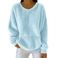 thumbnail image 2 of HLKJKLS Oversized Sweatshirt For Women Double Fuzzy Fleece Soft Winter Crew Neck Pullover Hoodie Long Sleeve With Pockets Cozy Tops Blue S-Xxl, 2 of 3