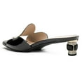 thumbnail image 4 of FSJ Women Sexy Crystal Low Chunky Block Heel Backless Sandals Comfortable Mules Square Open Toe Heeled Slip On Slippers Shoes Size 8 Black, 4 of 4
