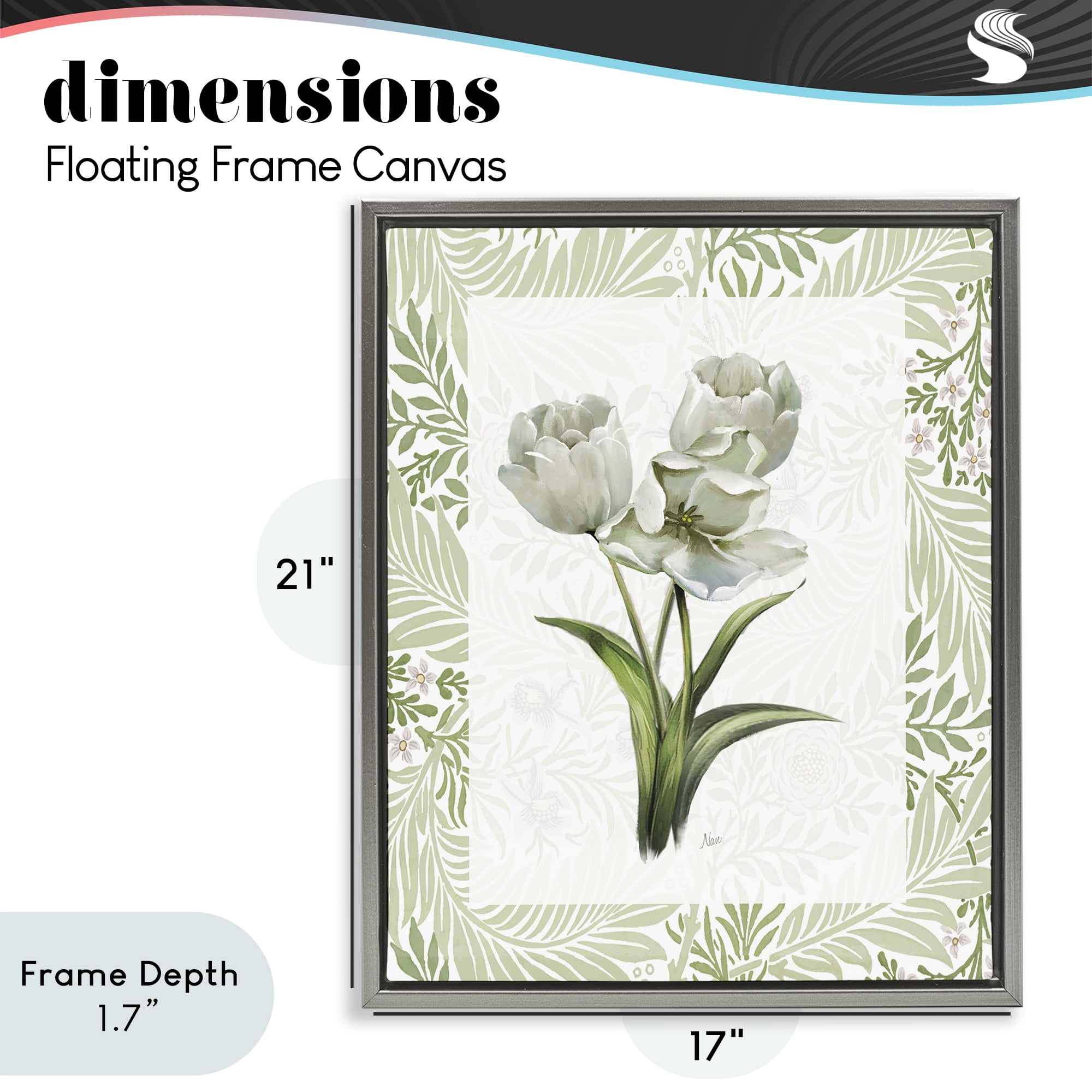 Stupell Industries Fresh Spring Tulip Bouquet Gray Framed Floater Canvas Wall Art, design by Nan