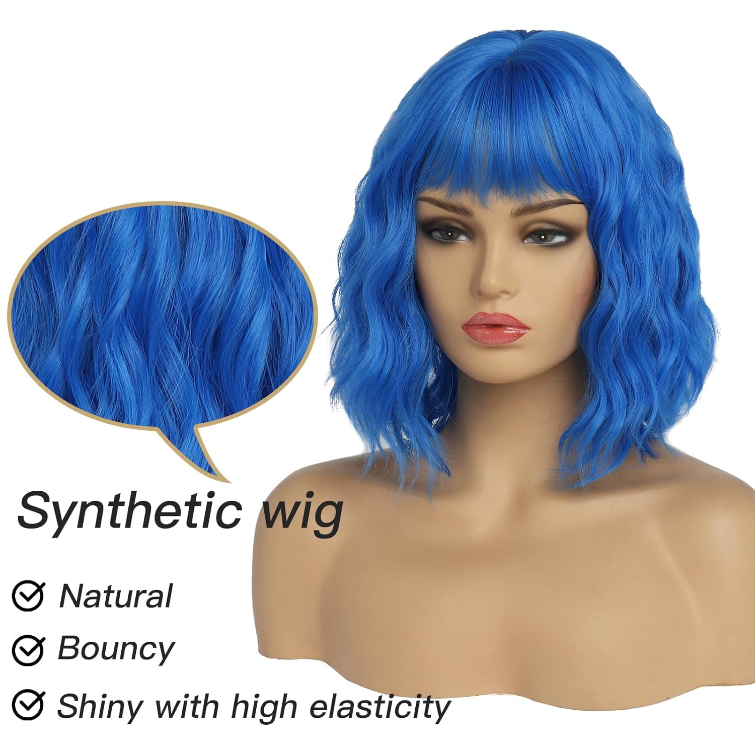 SUCS Short Wigs for Women Grey Wavy Bob Wig with Bangs Medium Length Synthetic Hair Water Wave Dark Roots Wig Gray Colorful Wigs（12 Inches）