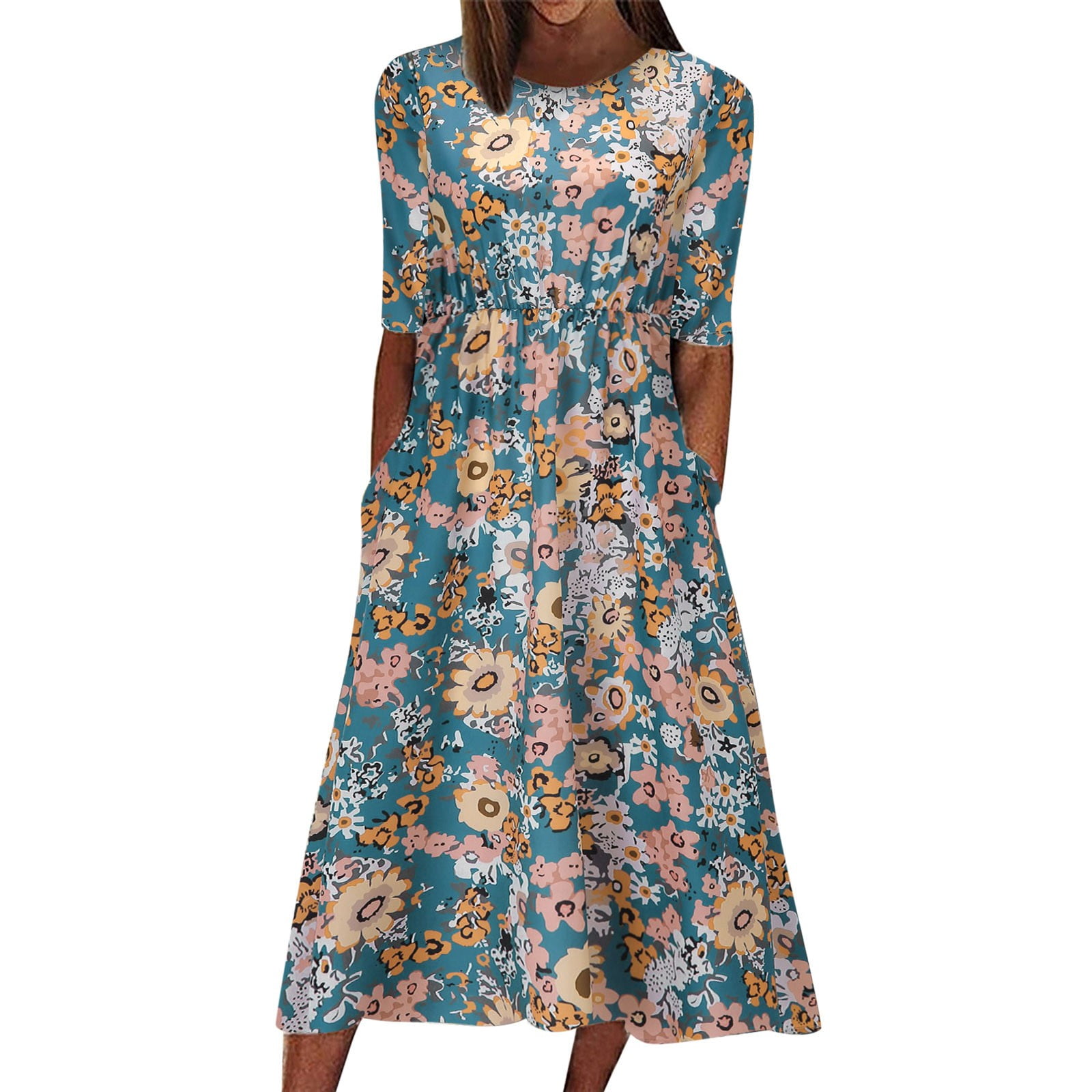 Ketyyh-chn99 Womens Summer Dresses Plus Size Maxi Dress Solid