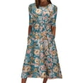 thumbnail image 1 of Ketyyh-chn99 Robes d'Été Femmes Tendance 2024 Grande Taille Robe Soleil Robes pour Femmes Manche à Volants à Étages Évasée Robe Mini Bleu,m, 1 of 5