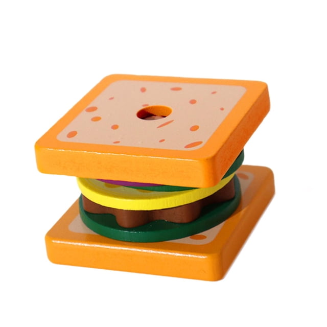 Juguete apilador de alimentos, rompecabezas de combinación de alimentos, desarrolla la motricidad fina, juguetes de madera para niños. Sándwich