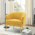 thumbnail image 3 of Andeworld Upholstered Accent Chair with Gold Metal Legs (Yellow), 3 of 7