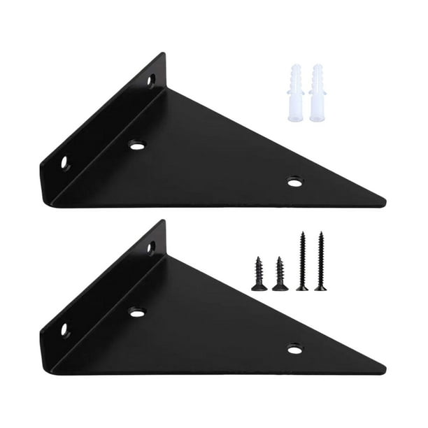 Soporte de estante de hierro resistente, moderno, triangular, invisible. Negro B