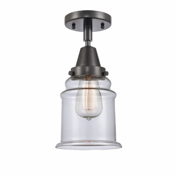 447-1C-BK-G182-Innovations Lighting-Canton - 1 Light Flush Mount In Industrial Style-10 Inches Tall and 6 Inches Wide-Matte Black Finish-Clear Glass