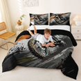 thumbnail image 3 of Manfei Speed Motocross Queen Comforter Set,Checkered Print Comforter Sets Queen，White Black,Black Reversible,3-Piece,1 Comforter and 2 Pillowcases, 3 of 7