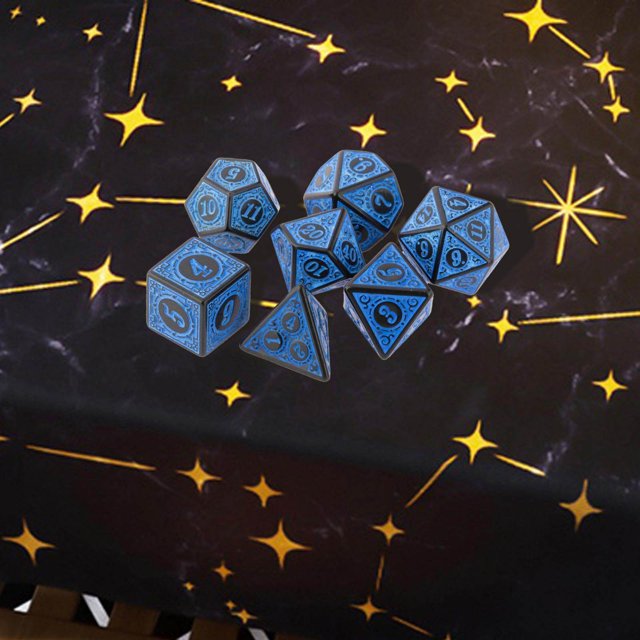 7 Pcs dés en Acrylique Antique DND D10 D12 RPG Jouets de Jeu de Rôle Bleus
