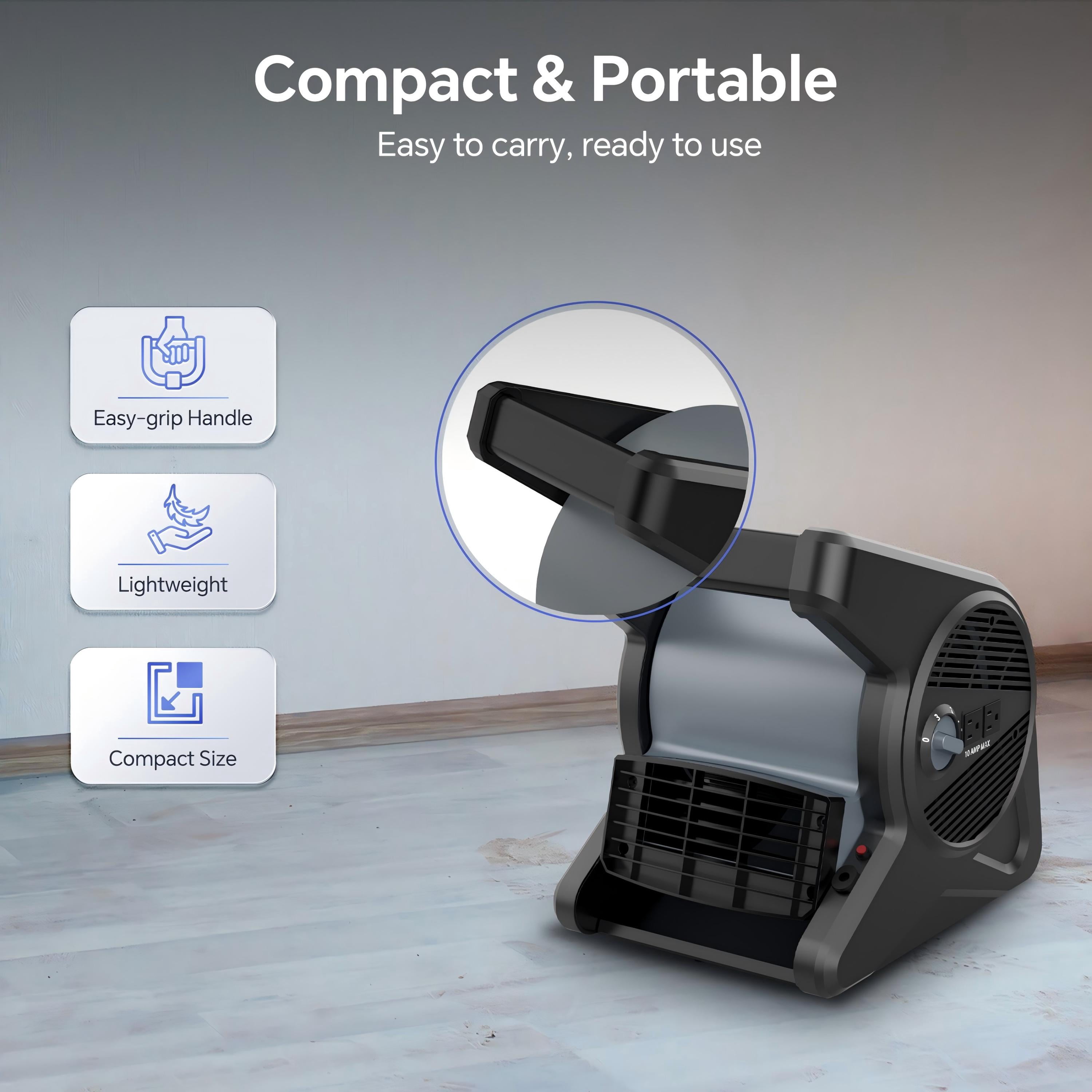 Shinic 15'' Pivoting Blower Fan, Portable High Velocity Air Mover, 3 Speeds Cooling Ideal for Office Garage Gym Home Use