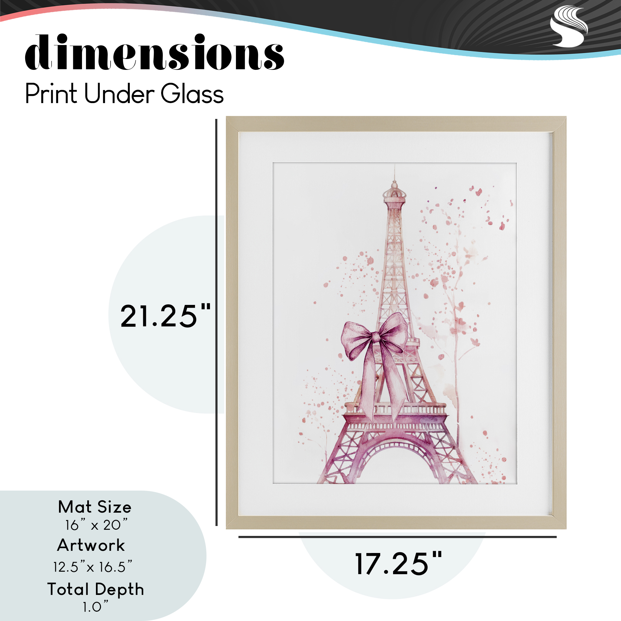 Bow Bedecked Paris Tower Birch Framed Print Under Glass, design by Kim Allen
