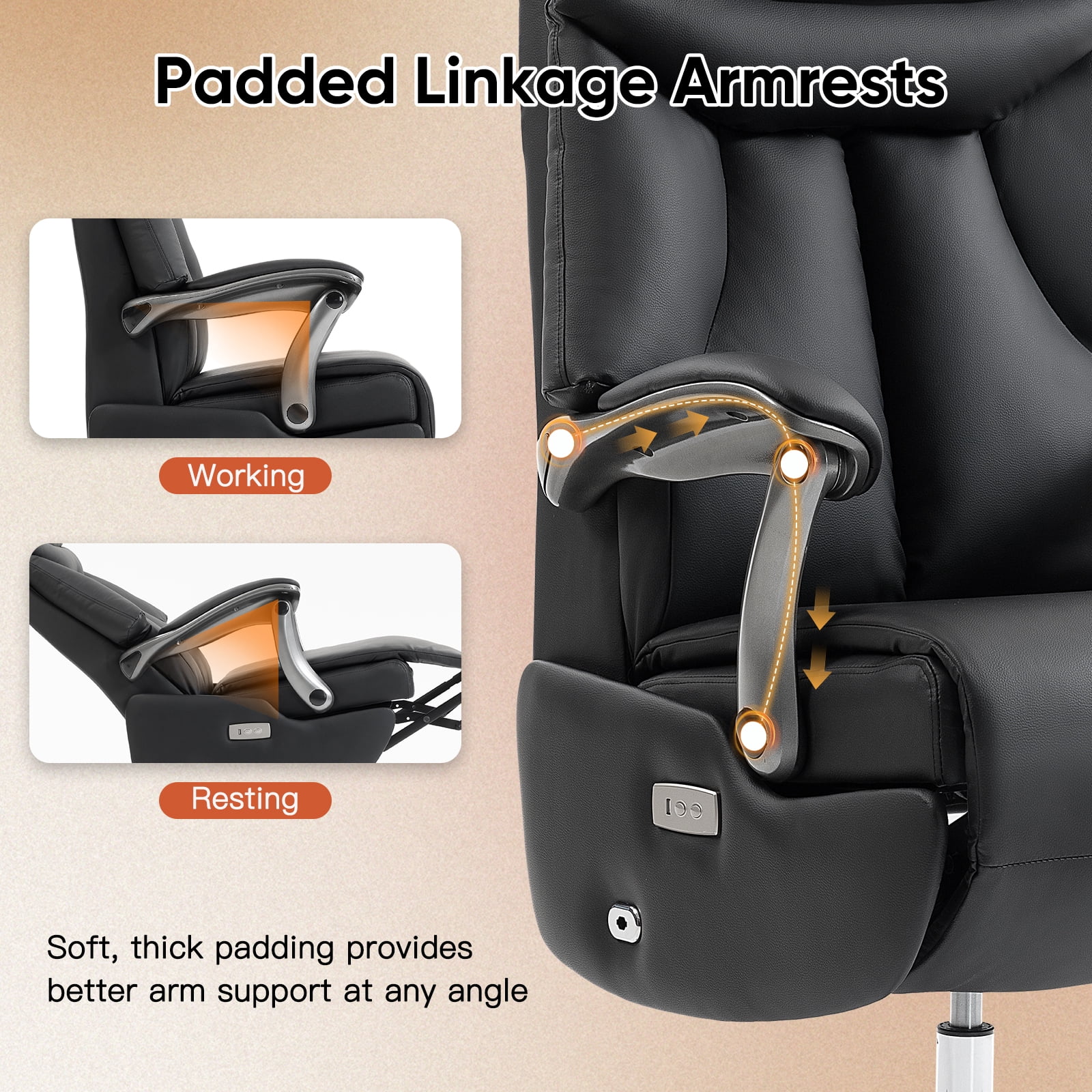 AVAWING Electric Executive Office Chair with Footrest, Comfortable Ergonomic Recliner Chair, Black