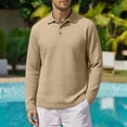 thumbnail image 2 of ZVAVZ Mens Knit Polos Shirts Long Sleeve Textured Collared T-Shirt Solid Loose Fit Vacation Tops Fashion Breathable Beach Tee Shirt Khaki S, 2 of 6
