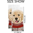 thumbnail image 3 of Soft Hand Fingertip Towels, 2 Pcs Face Bath Towels Cute Golden Retriever Dog in Christmas Sweater Absorbent Washcloths for Bathroom Hotel Kitchen, 30"x15", 3 of 6