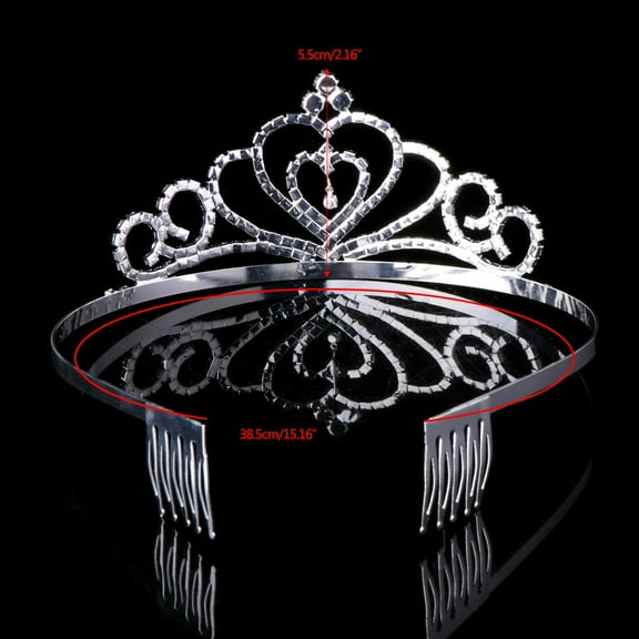 AOOOWER Simple Fashion Crown Comb Rhinestone Heart Crystal Bridal Hair Accessories Hair Comb for Brides Wedding Decor
