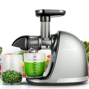 AMZCHEF Slow Juicer with Quiet Motor, Masticating Juicer with Reverse Mode, for Fruits&Vegetable, Gray