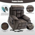 thumbnail image 6 of SYNGAR Electric Lift Recliner Chair with Heat and Massage, Oversized Recliner with Hidden Cup Holder for Living Room, Single Recliner Sofa with 26" Width Seat, Easy Assembly, Dark Brown, 6 of 11
