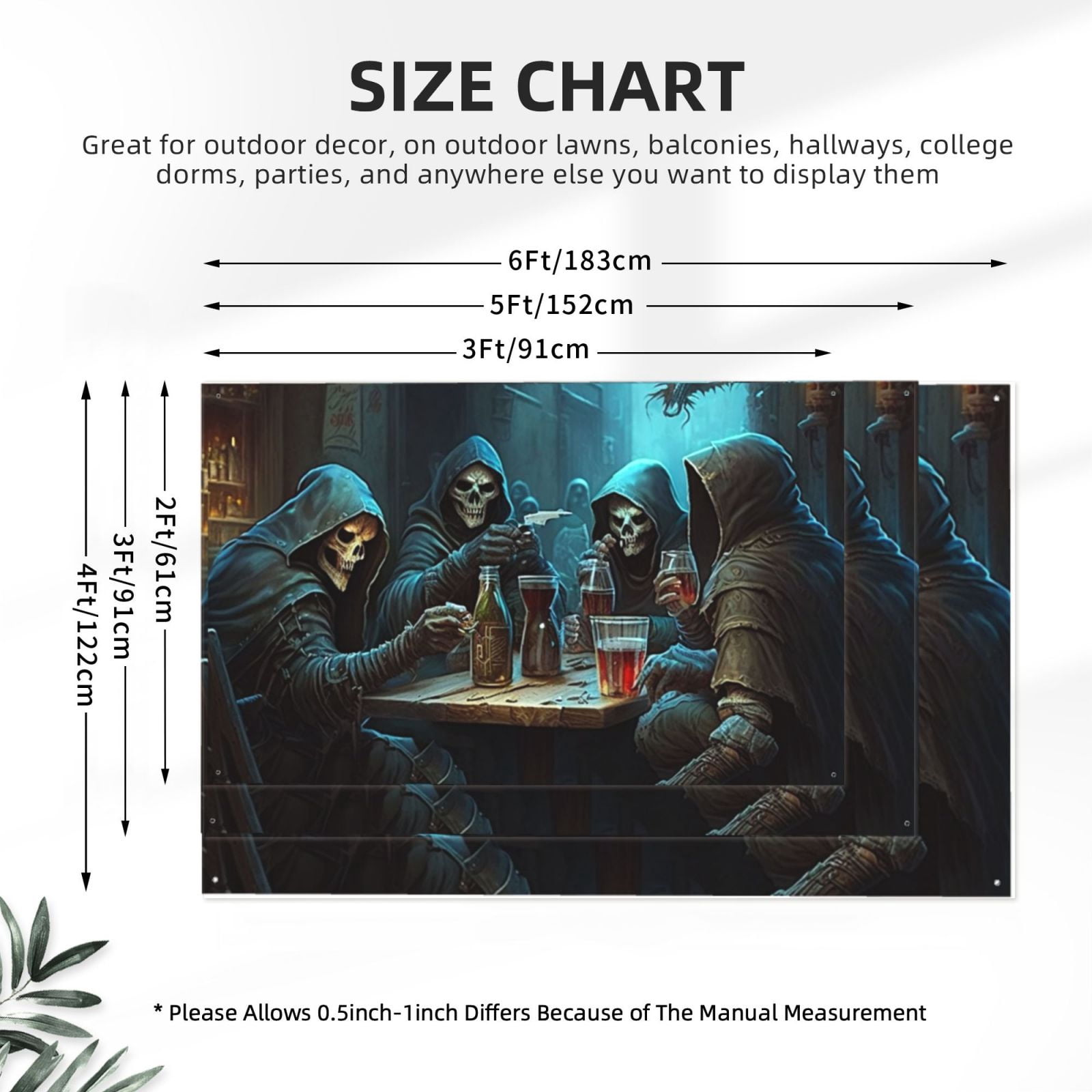 Grim Reaper Party Cool Four Hole Decorated Banner Flag for Garden Yard Home Decoration Indoor Outdoor 4x6 Ft