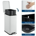 thumbnail image 4 of Garvee Slim 13 Gallon Stainless Steel Trash Can, Step-On Rectangular Garbage Bin with Removable Inner Bucket & Soft-Close Lid, for Kitchen - White, 4 of 7