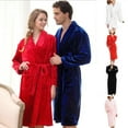 thumbnail image 4 of SELONE Fluffy Robes for Men Shaggy Bathrobe Surplice Neck Sleepwear Long Sleeve Knee Length Nightwear Solid Loungewear Homewear, 4 of 5