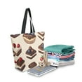 thumbnail image 2 of FORMRS Womens Canvas Tote Bag with Zipper Inner Pocket Shoulder Handbag, Blue Cakes, 2 of 7