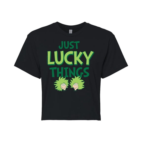 The Cat in the Hat - Just Lucky Things - Juniors Cropped Cotton Blend T-Shirt