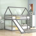 thumbnail image 3 of Jopath Bunk House Bed Bunk Bed Twin Over Twin with Slide and Ladder,Loft Bed House Bunk Bed Frame for Boys Girls Gray, 3 of 9