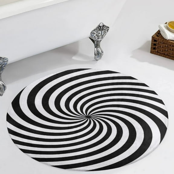Black And White Op-Art Spiral Round Carpet Circle Rug Outdoor Patio Area Rug Washable Large Area Rugs Hallway Room Decor Fitness Mats