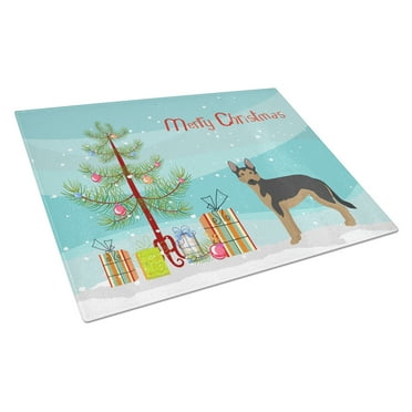 German Sheprador #2 Christmas Tree Glass Cutting Board Large