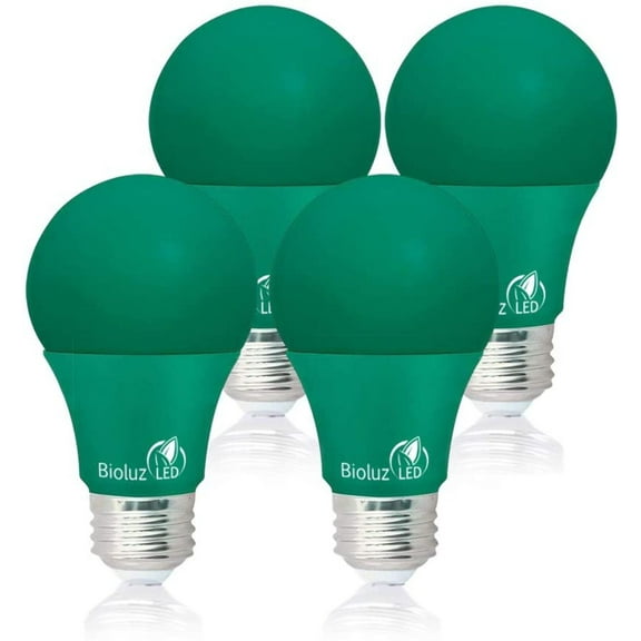 Bioluz LED Green Light Bulbs 60W Replacement Non-Dimmable A19 LED Bulb 4-Pack