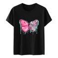 thumbnail image 3 of Gibobby Playera de Manga Corta con Cuello Redondo Camiseta manga corta con estampado y cinta concientización sobre el cáncer mama para mujer(Negro,M), 3 of 4