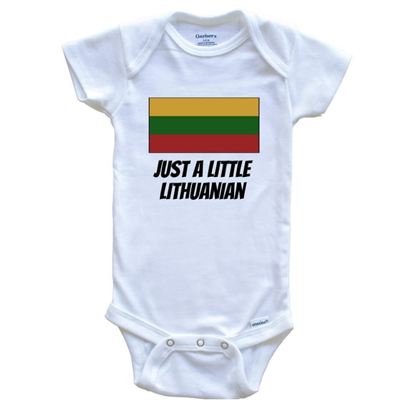 Just A Little Lithuanian Cute Lithuania Flag Baby Bodysuit, 0-3 Months White