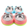 thumbnail image 6 of Walbest Durable Stainless Steel Dog Double Bowls Food Water Feeder Resistant Silicone Mat Prevent Slipping No Spill Feeder Pet Bowls for Little Size Dogs/Cats Like Chihuahua, 6 of 7