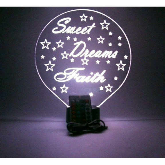 Sweet Dreams Stars Sky Good Night Sleep Tight Light Up Table Lamp LED Personalized Free Engraved Children's Loving, Our Newest Feature - It's Wow, with Remote, 16 Colors, Dimmer, Great Gift