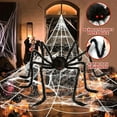 thumbnail image 6 of Husfou Halloween Decorations Spider Web, 16x16ft Giant Triangular Spider Web, 120 Small Fake Spiders, 40g Stretch Cobwebs Spider Webs Costumes Halloween Decorations for Outside Yard Garden Lawn Party, 6 of 8