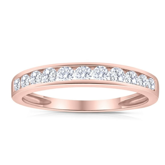 1/2 Carat TW Women's Diamond Channel Wedding Band in 10k Rose Gold (G-H Color, I1-I2 Clarity)