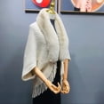 thumbnail image 5 of Yuanlong Winter Scarves Women Imitation Collar Fringed Hem Cardigan Shawl Wraps Outdoor Elegant Knitted Capes Cloak, 5 of 5