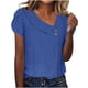 thumbnail image 1 of Camisetas Casuales de las Mujeres, Suelto Verano Color Sólido, Cuello en V Manga Corta para las Mujeres, 1 of 5