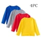 thumbnail image 1 of Blusas y camisas de manga larga con cuello redondo para niños pequeños, moda para niños, lindos colores sólidos, suaves, de manga larga, camiseta de cuello redondo, conjunto de cuatro piezas, camisola, 1 of 9