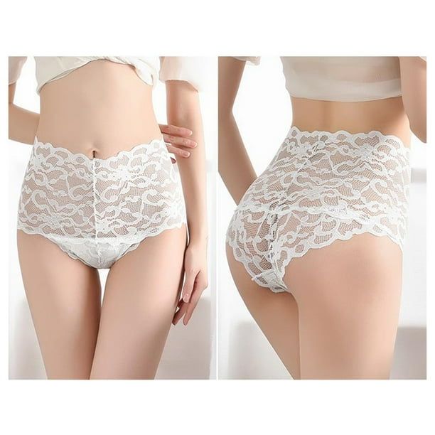Aayomet Women Underwear Thongs Mid Waist Ultra Thin See Through Mesh  Bottoms Large Size Women's Fat Cotton Briefs (White, XL)