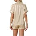thumbnail image 3 of INSPIRE CHIC Women's Satin Button Down Short Sleeve Tops with Shorts Pajama Set XS Champagne, 3 of 6