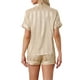 thumbnail image 3 of INSPIRAR CHIC Conjunto de Pijama de Satén para Mujeres con Botones y Manga Corta con Pantalones Cortos S Champagne, 3 of 6